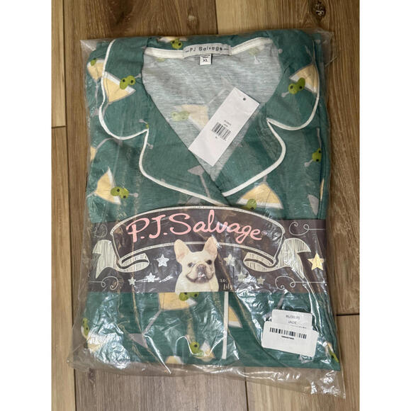 NWT! PJ Salvage Jersey Pajamas in Jade Martini Print Size XL - Picture 5 of 7